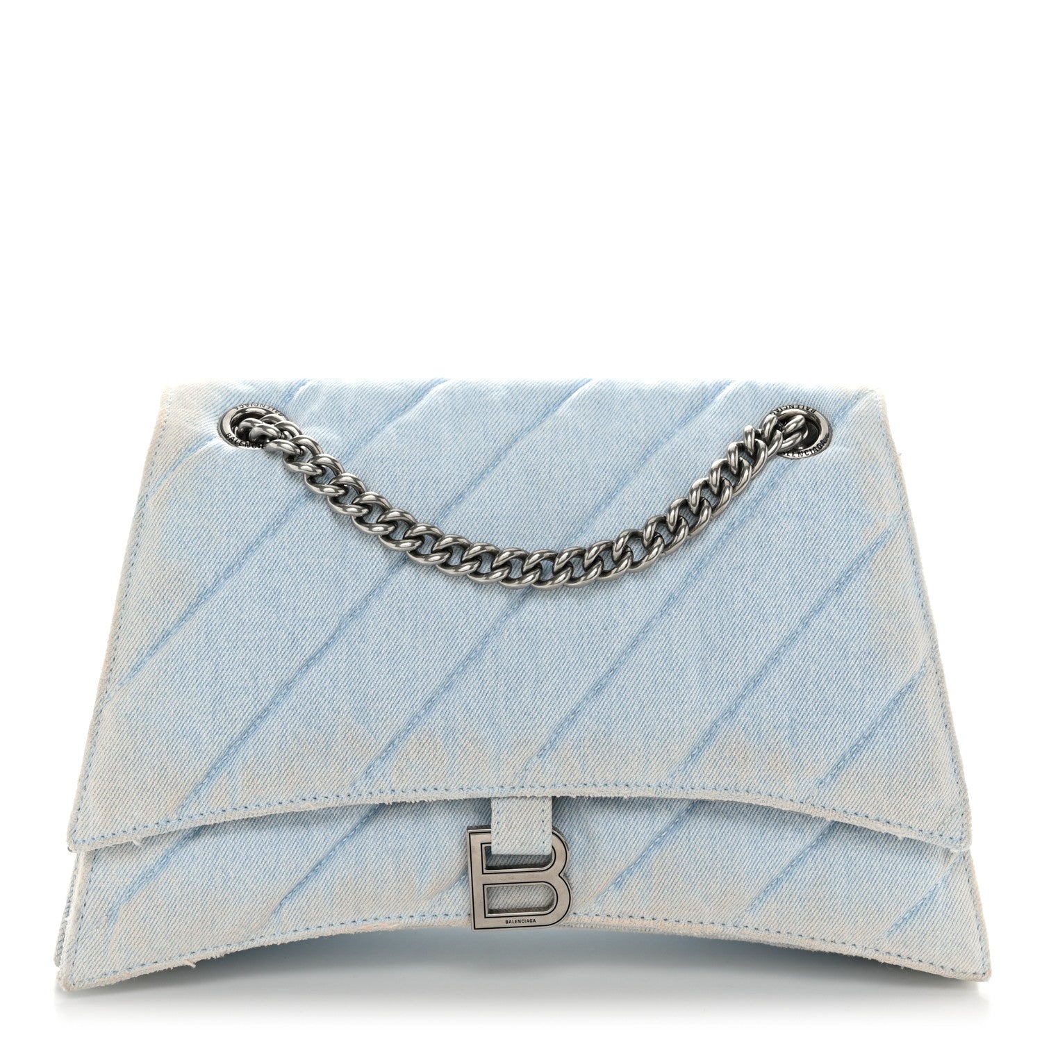 Balenciaga Crushed Washed Denim Quilted Medium Crush Chain Bag Pale Blue 1 of 11