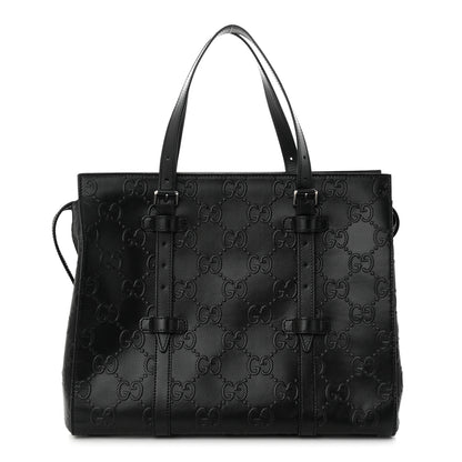 Gucci Calfskin GG Tennis Embossed Tote Bag Black 1 of 10