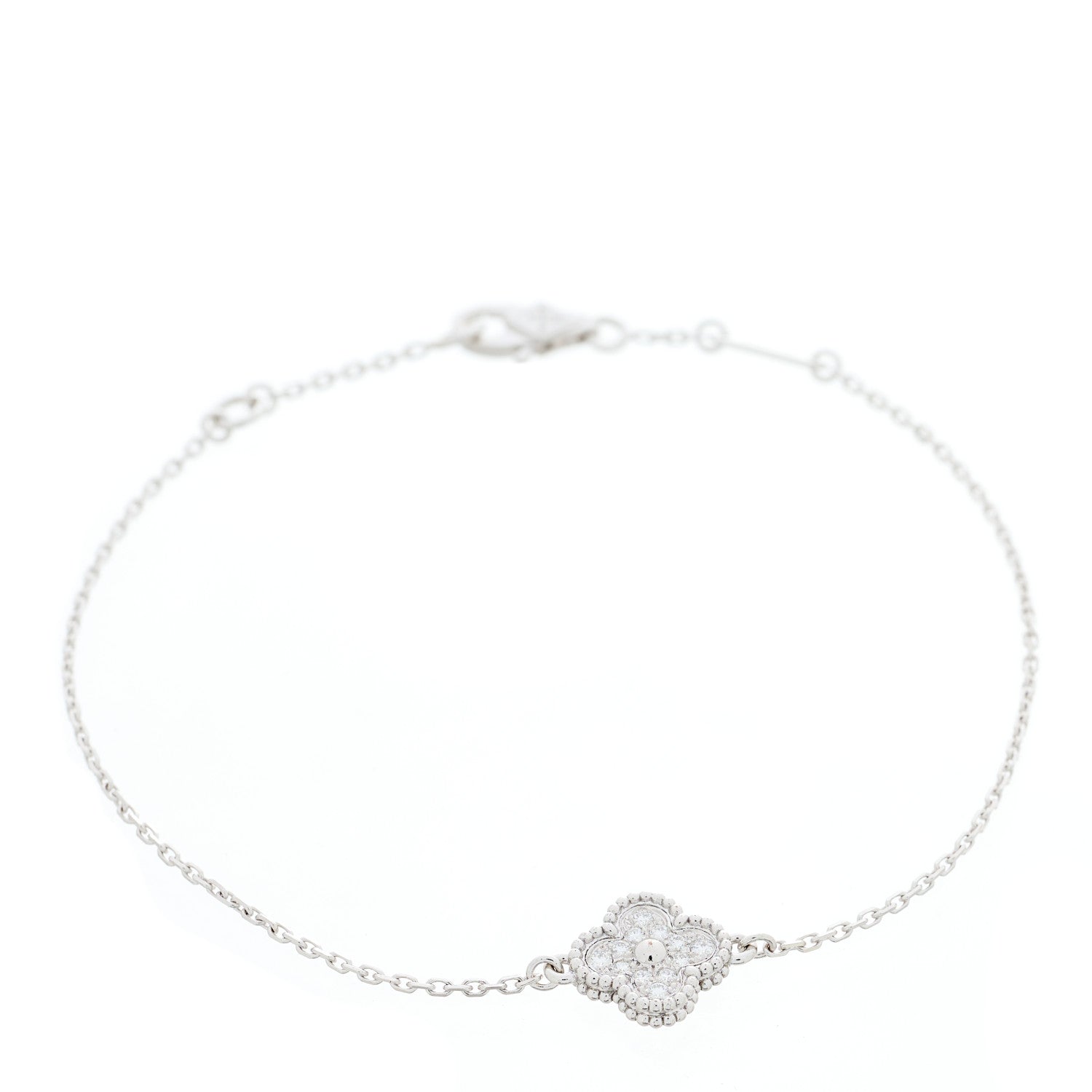 Van Cleef & Arpels 18K White Gold Diamond Sweet Alhambra Bracelet 1 of 4