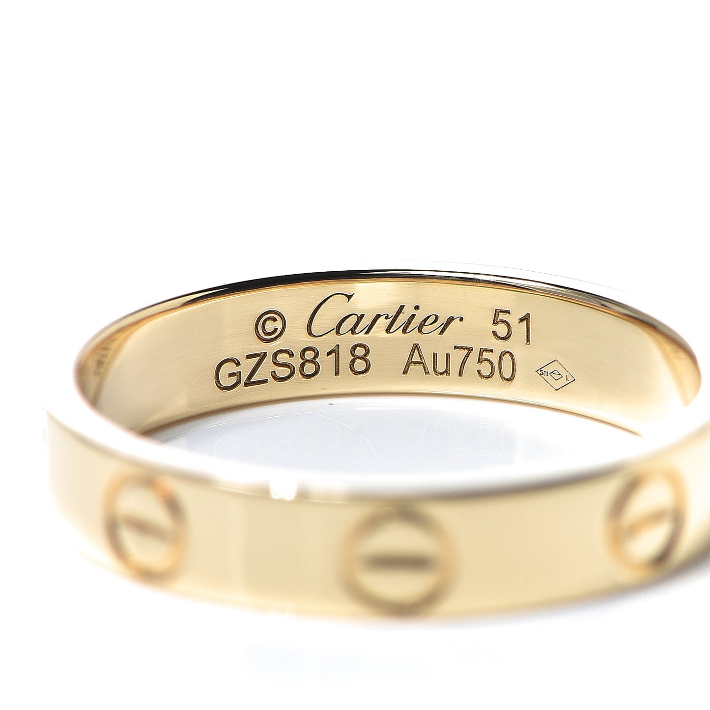 18K Yellow Gold 3.5mm LOVE Wedding Band Ring 51 5.75
