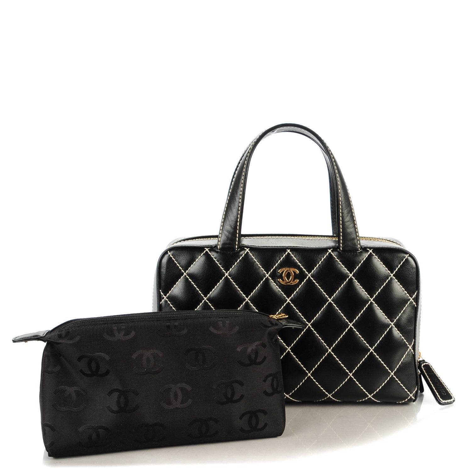 Chanel Calfskin Contrast Stitch Surpique Bowler Black 3 of 8