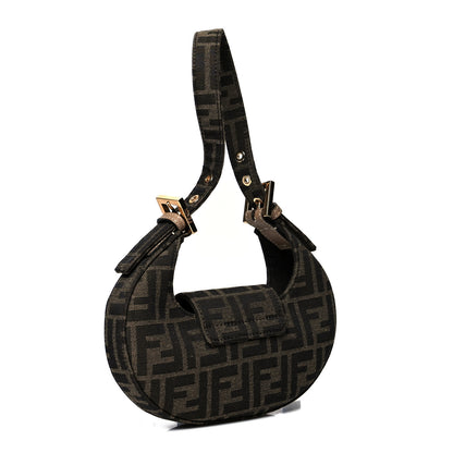 Fendi Fabric Jacquard FF 1974 Mini Cookie Hobo Bag Tobacco Moro 2 of 10