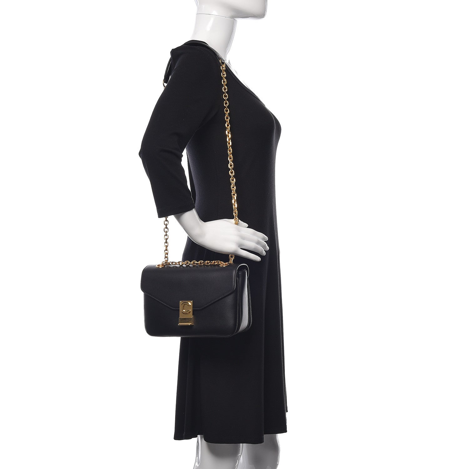 Celine Shiny Calfskin Medium C Bag Black 2 of 9