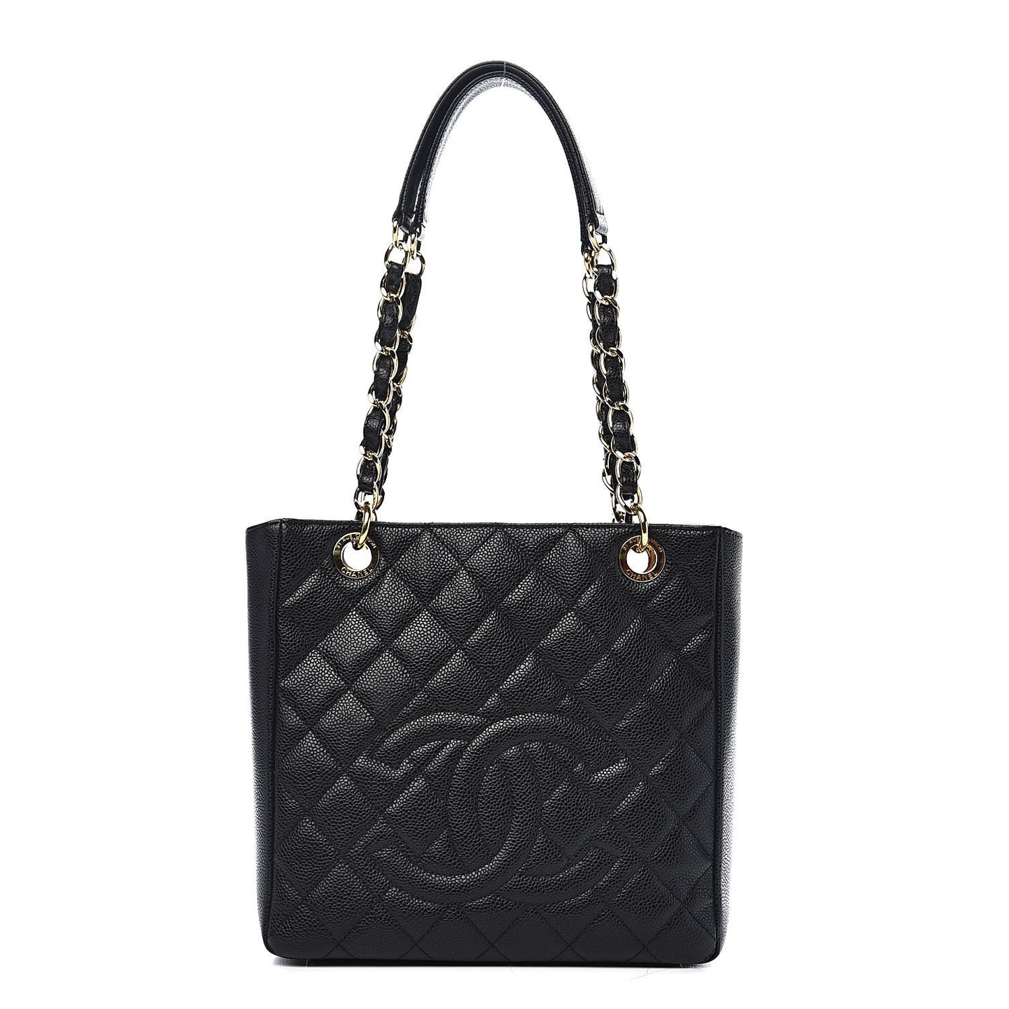 Caviar Quilted Petit Shopping Tote PST Black