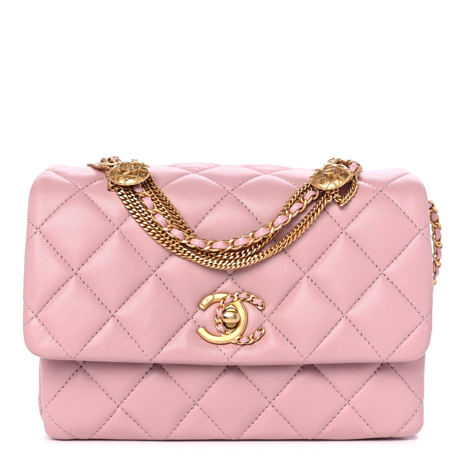 Chanel Lambskin Quilted Mini Medallion Multi Chain Flap Light Pink 1 of 8