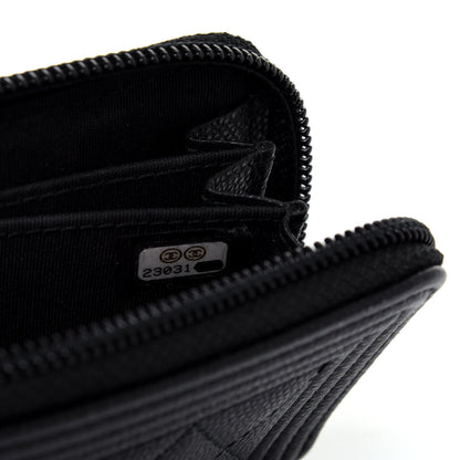 Chanel Caviar Quilted Boy Zip Around Coin Purse Wallet Black 7 of 11