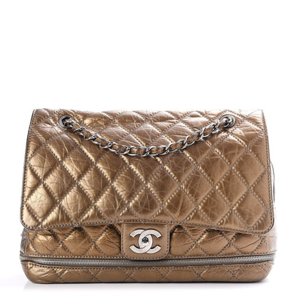 Chanel Metallic Aged Calfskin Expandable Flap Bag Dark Gold 1 of 10