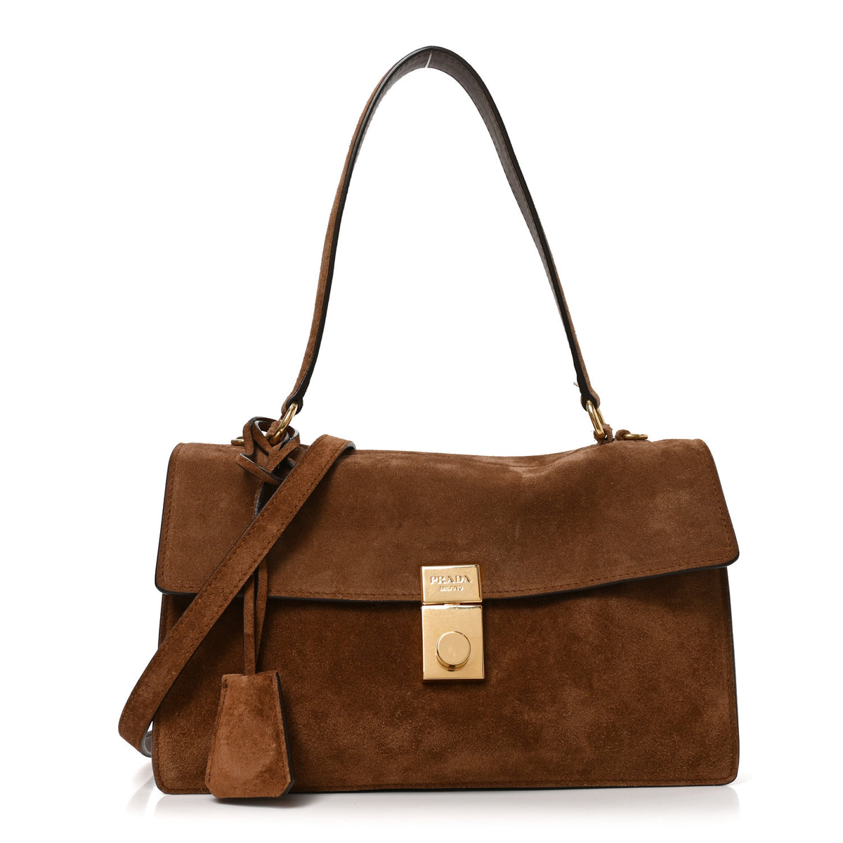 Prada Camoscio Medium Soft Sound Shoulder Bag Cacao 1 of 9