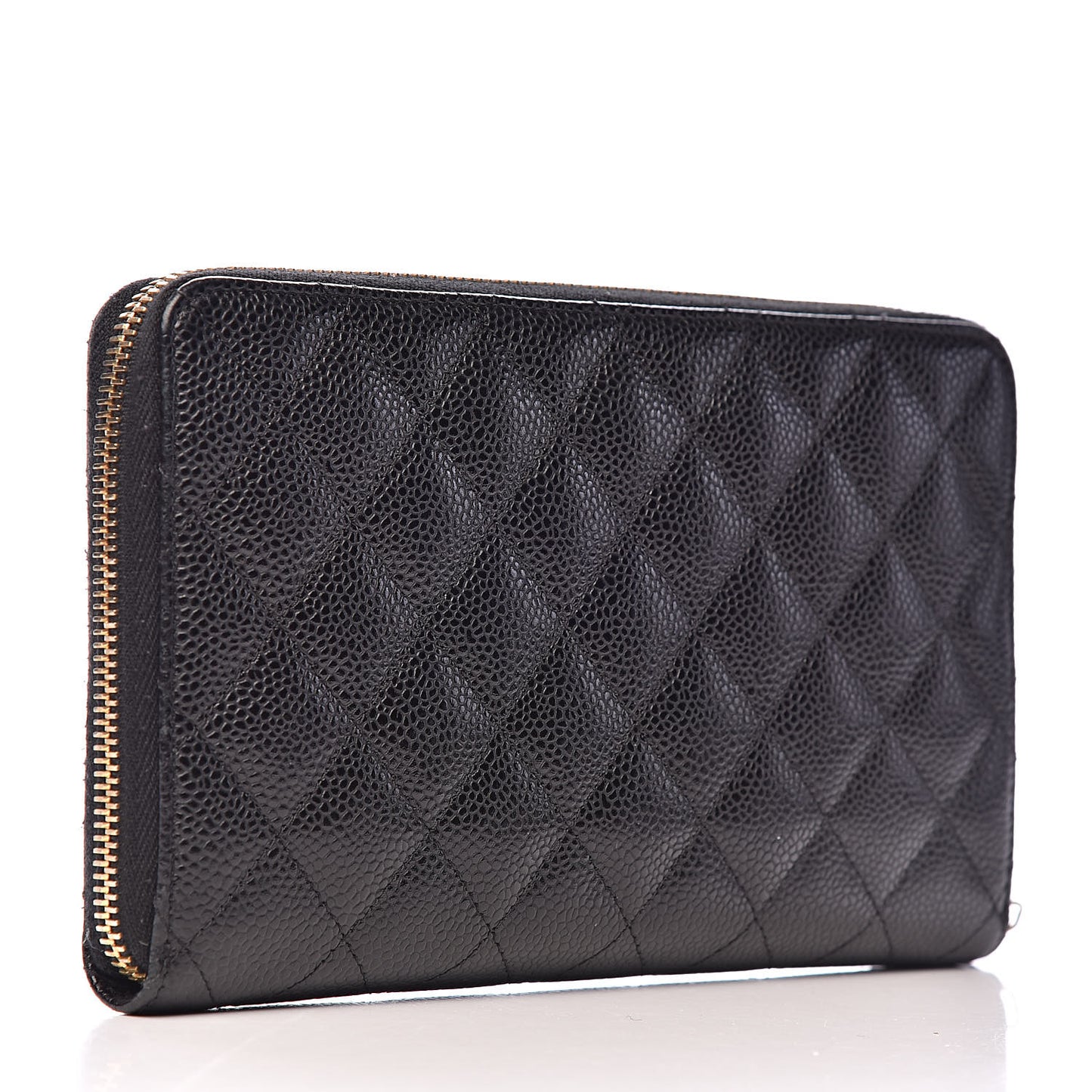 Caviar Quilted Large Zip Around Organizer Wallet Black