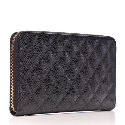 Chanel Caviar Quilted Large Zip Around Organizer Wallet Black 3 of 12