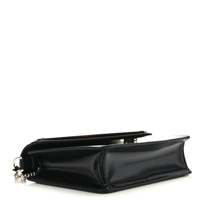 Prada Spazzolato Triangle Logo Plate Flap Chain Crossbody Bag Black 4 of 8