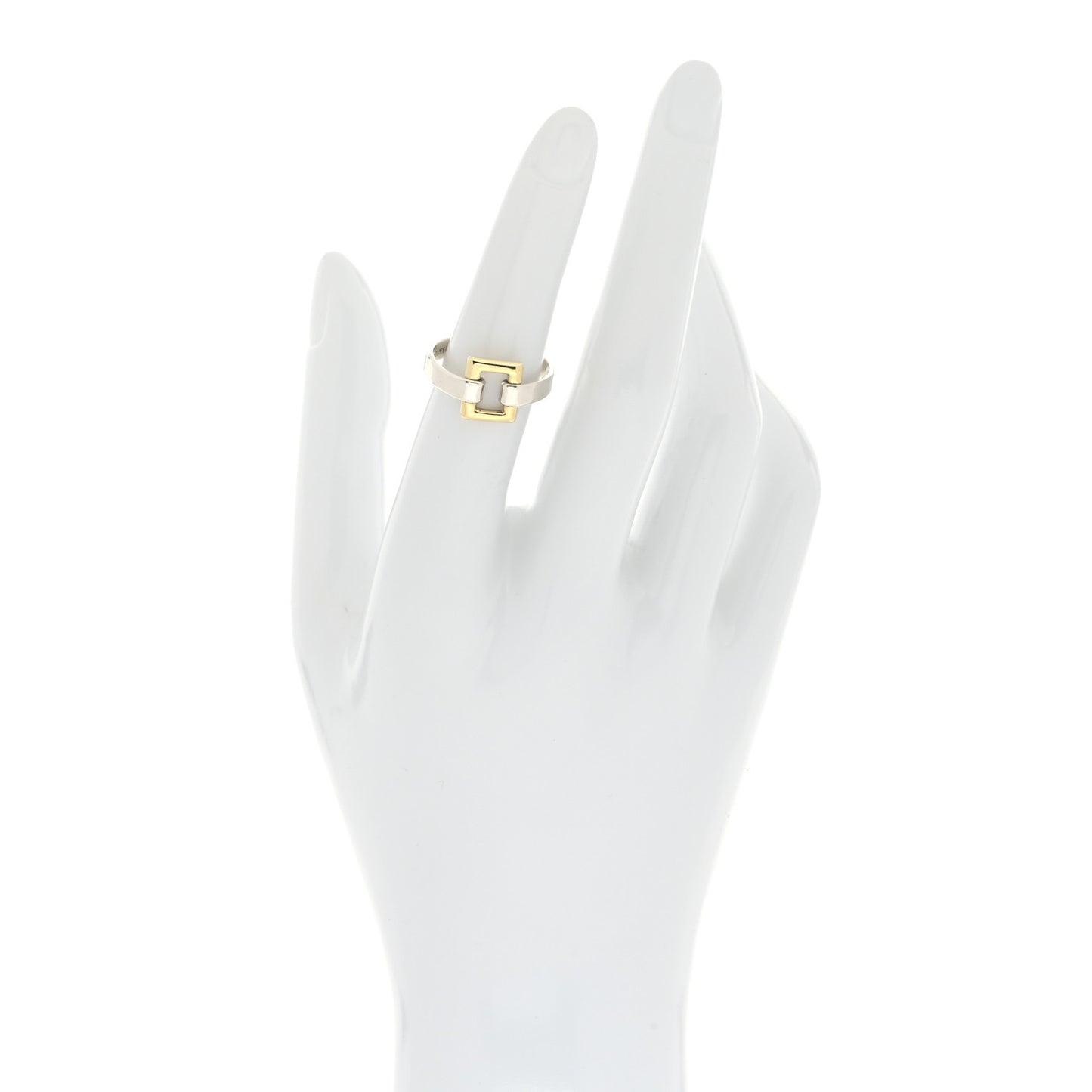 Sterling Silver 18K Yellow Gold Open Square Ring 51 5.75