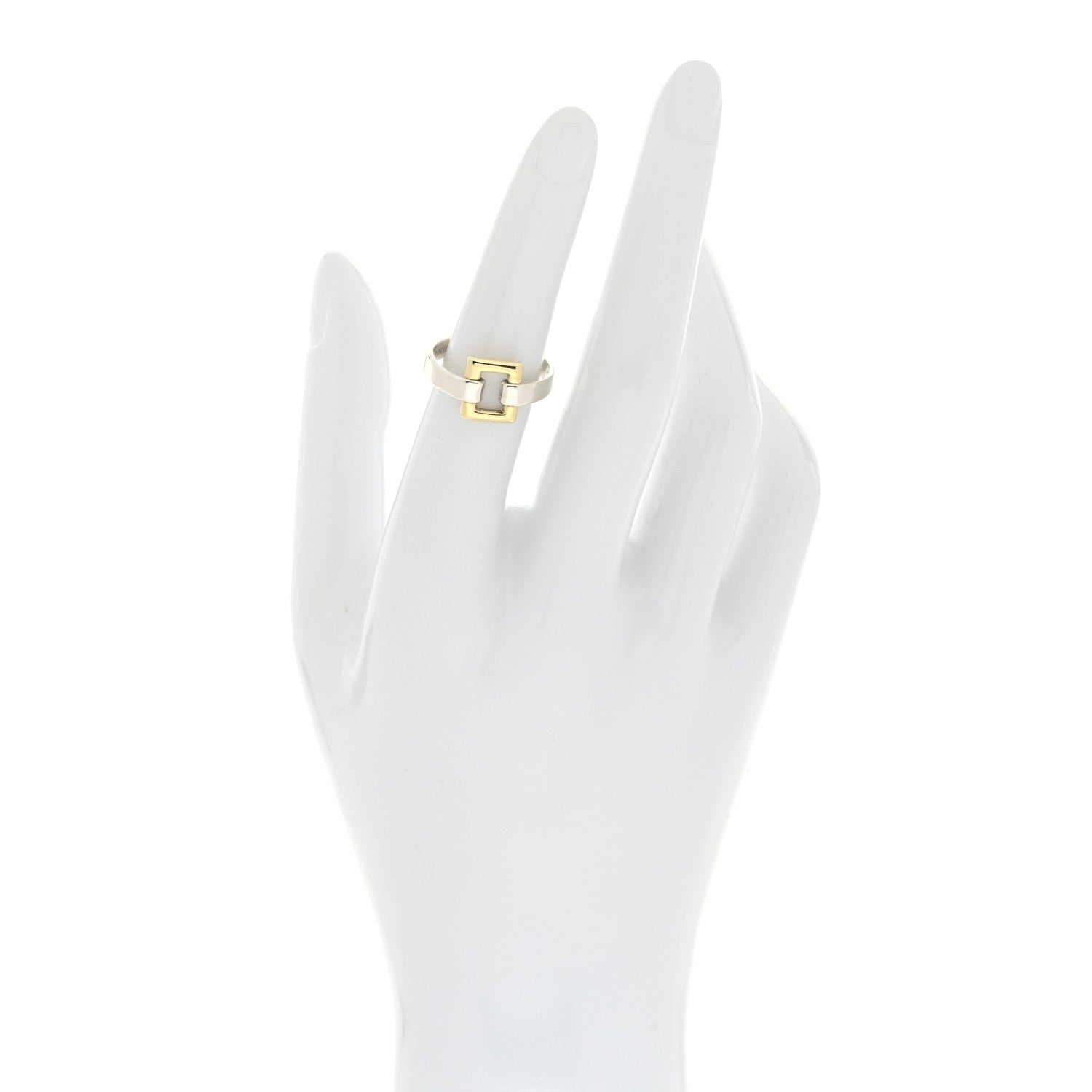 Tiffany Sterling Silver 18K Yellow Gold Open Square Ring 51 5.75 2 of 4