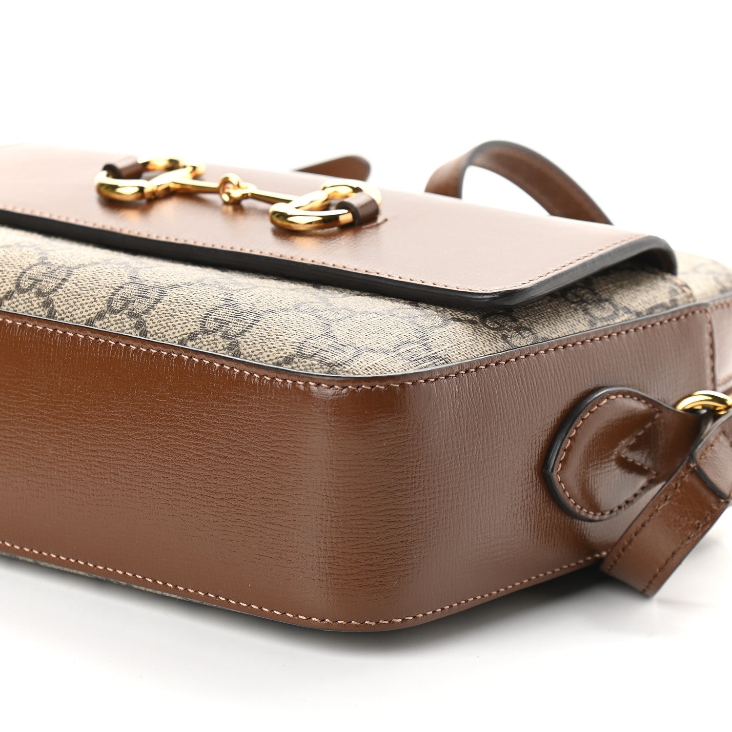 Gucci GG Supreme Monogram Small Horsebit 1955 Shoulder Bag Beige Brown Sugar 9 of 9