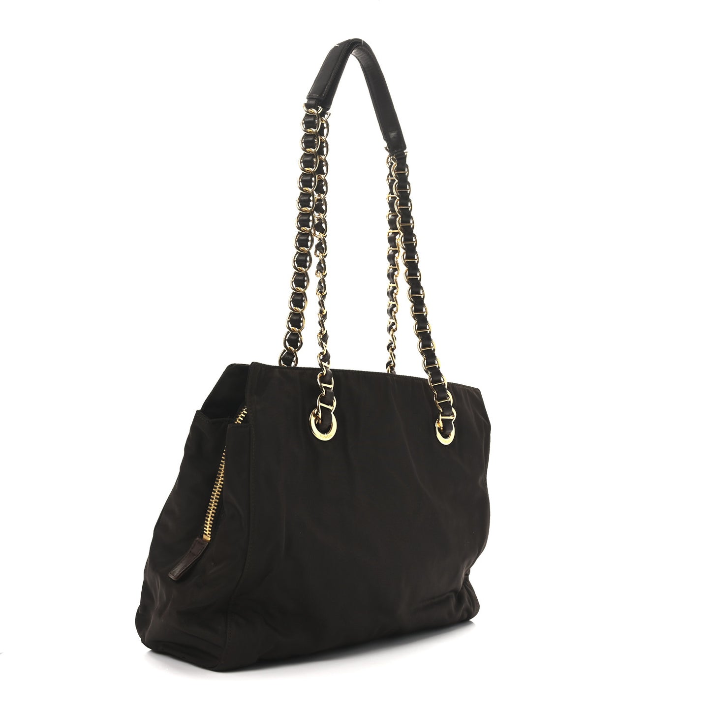 Tessuto Nylon Acciaio Chain Shoulder Bag Moro