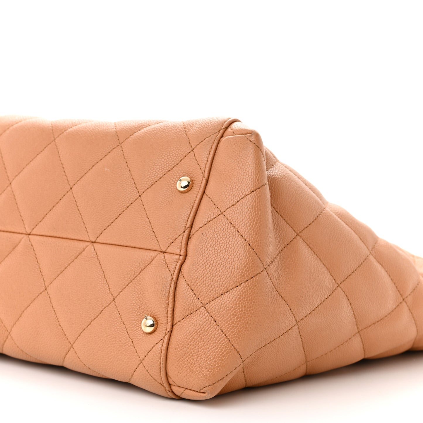 Caviar Quilted Large Shopping Tote Dark Beige