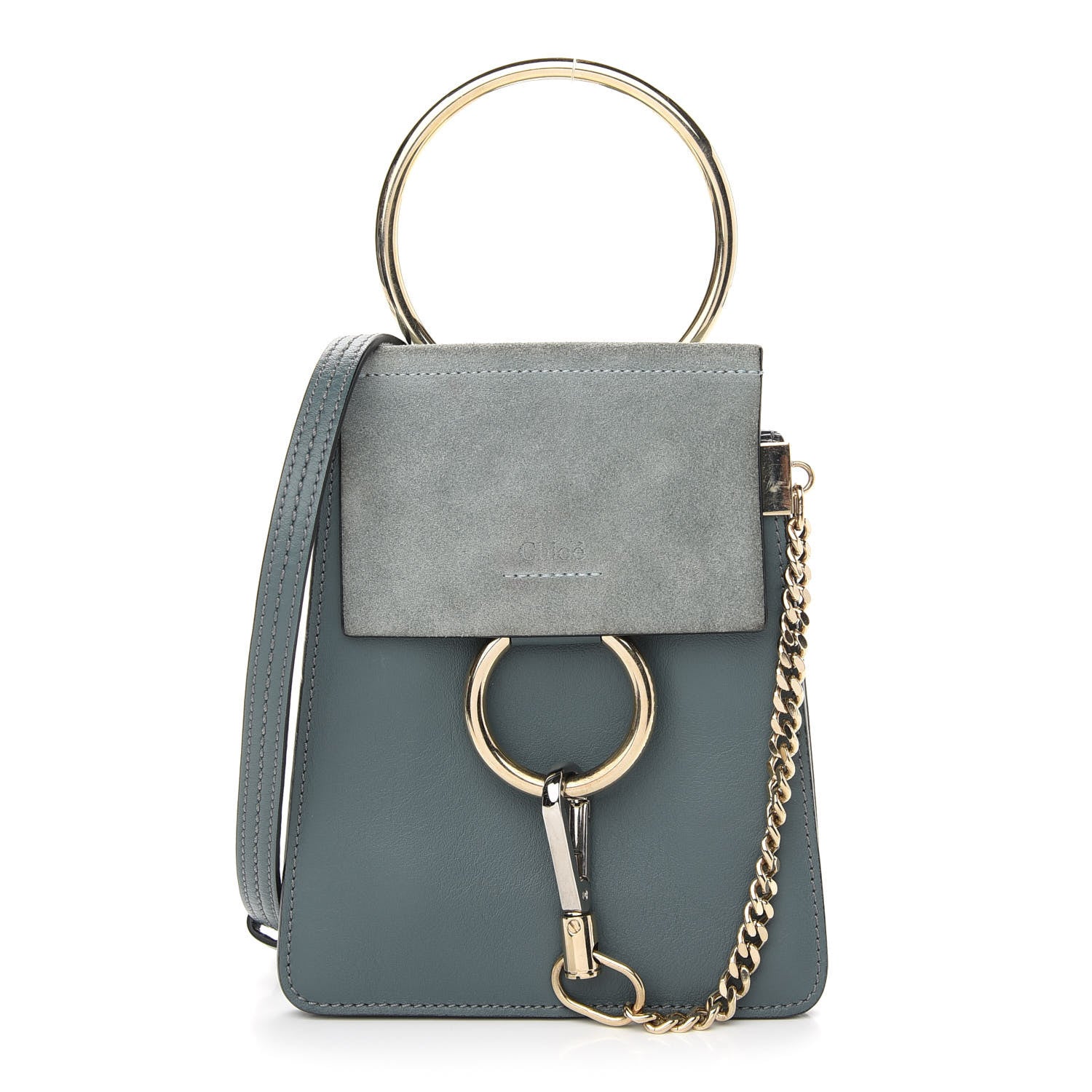 Chloe Suede Calfskin Mini Faye Bracelet Bag Cloudy Blue 1 of 7