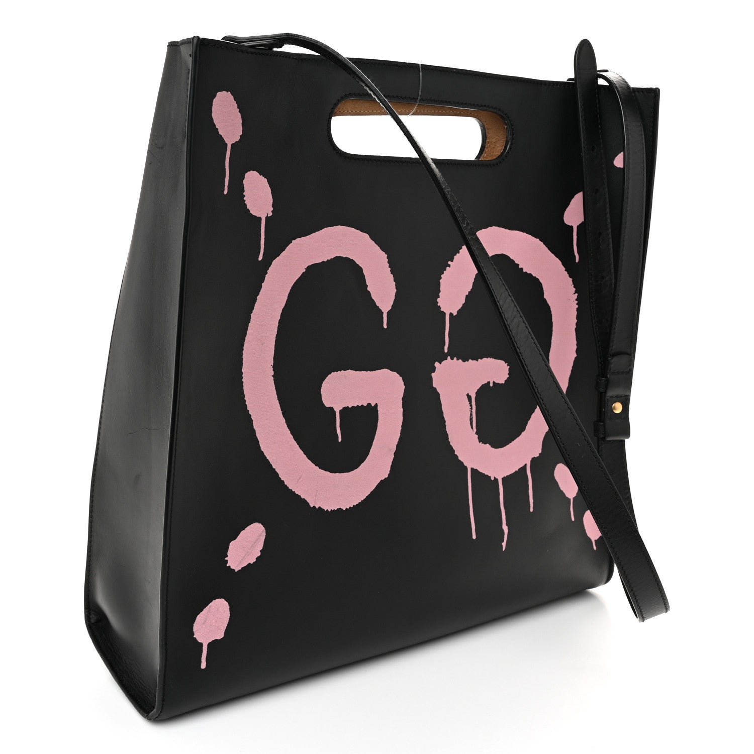 Gucci Calfskin GucciGhost Real Medium XL Tote Black Pink 3 of 16