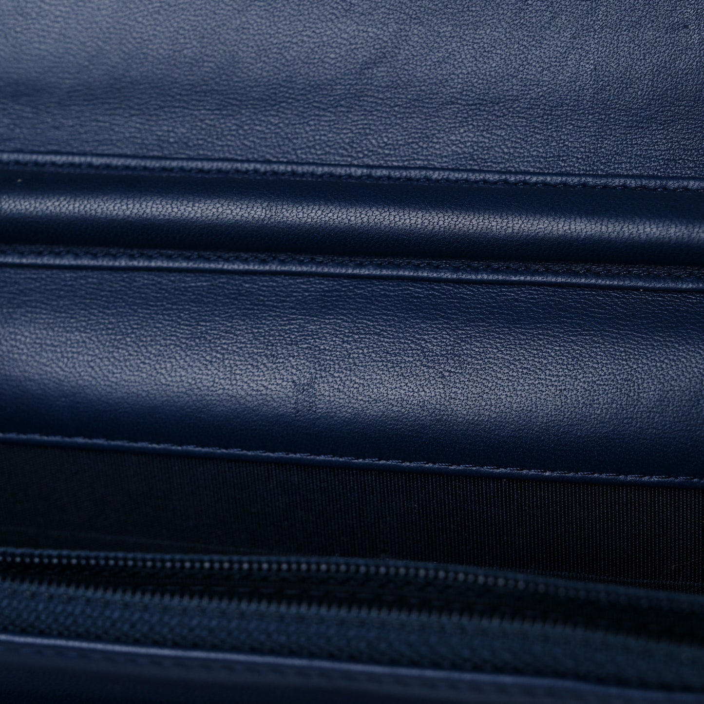 Lambskin Quilted CC Crossing Wallet On Chain WOC Blue