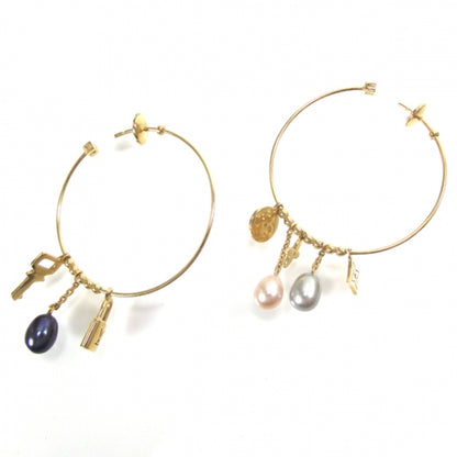 Louis Vuitton 18k Yellow Gold Pearl Monogram Hoop Earrings 1 of 4