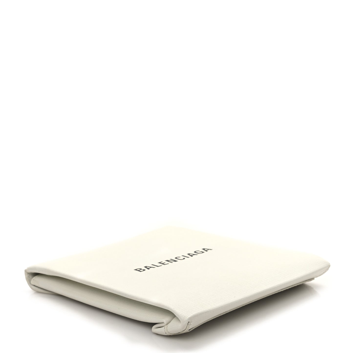 Squared Calfskin Logo Shopping Envelope Clutch White