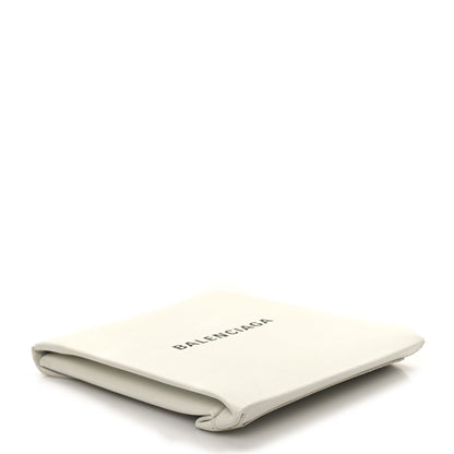 Balenciaga Squared Calfskin Logo Shopping Envelope Clutch White 4 of 11