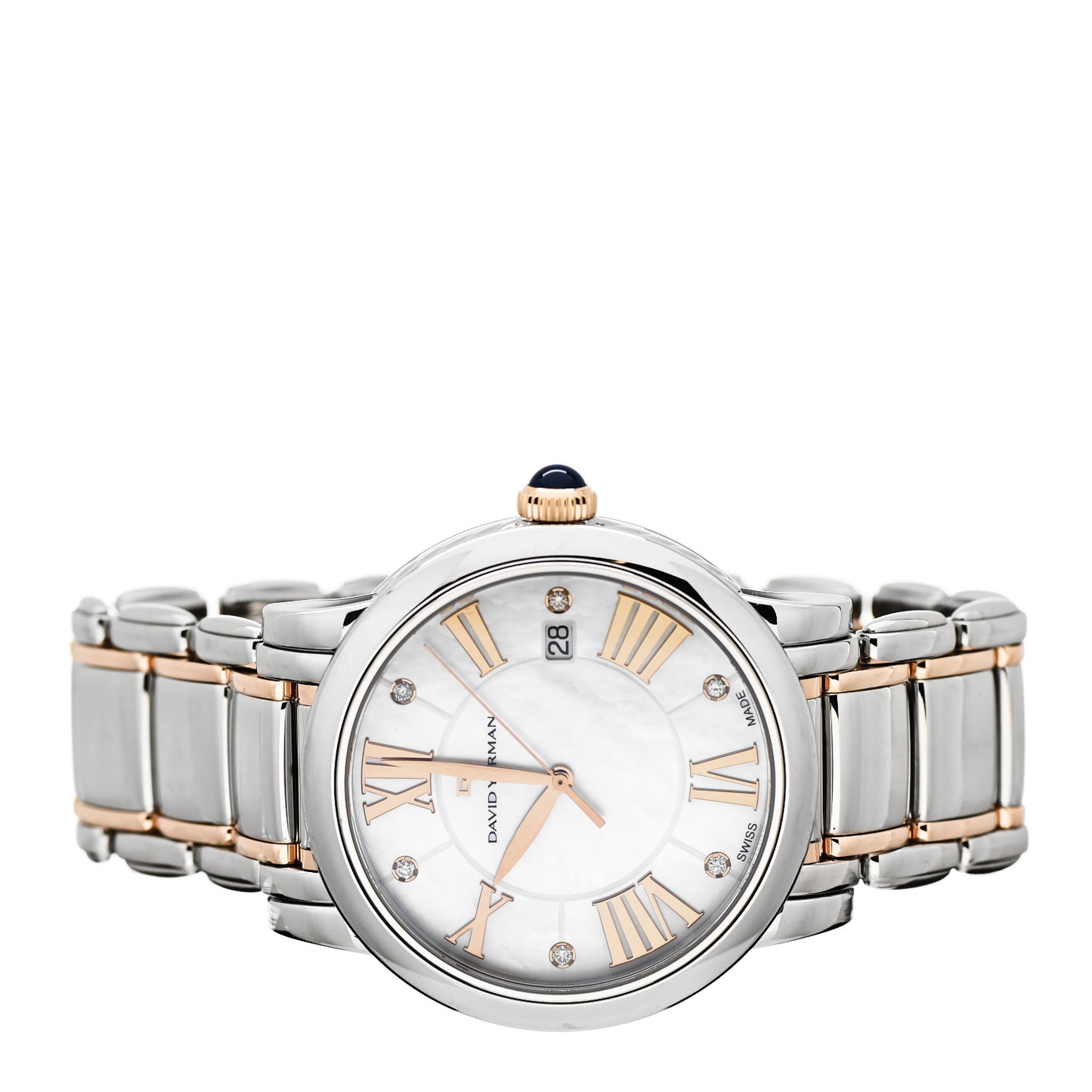 Stainless Steel 18K Rose Gold Diamond Mother of Pearl 38mm Classic Quartz Watch