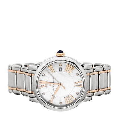 David Yurman Stainless Steel 18K Rose Gold Diamond Mother of Pearl 38mm Classic Quartz Watch 2 of 4