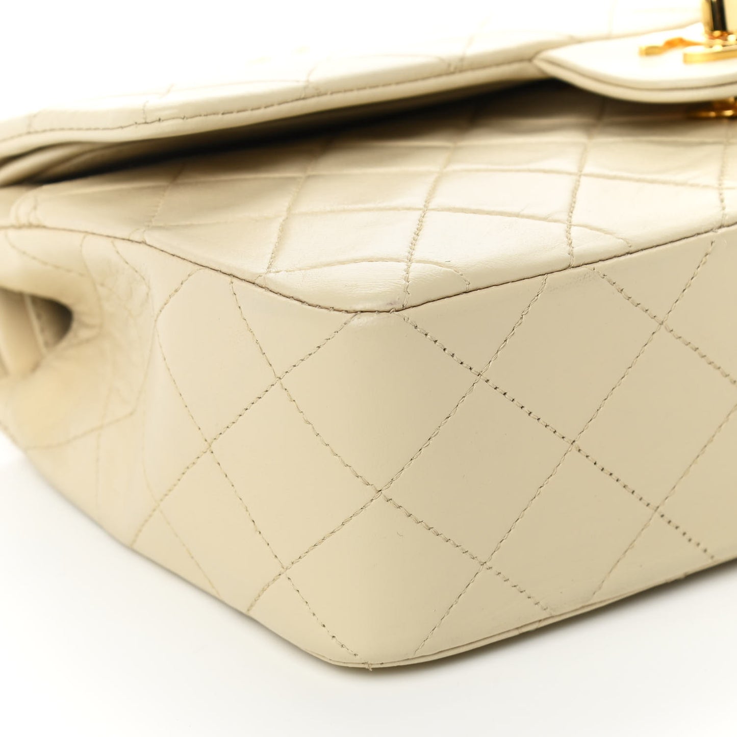 Lambskin Quilted Small Double Flap Beige