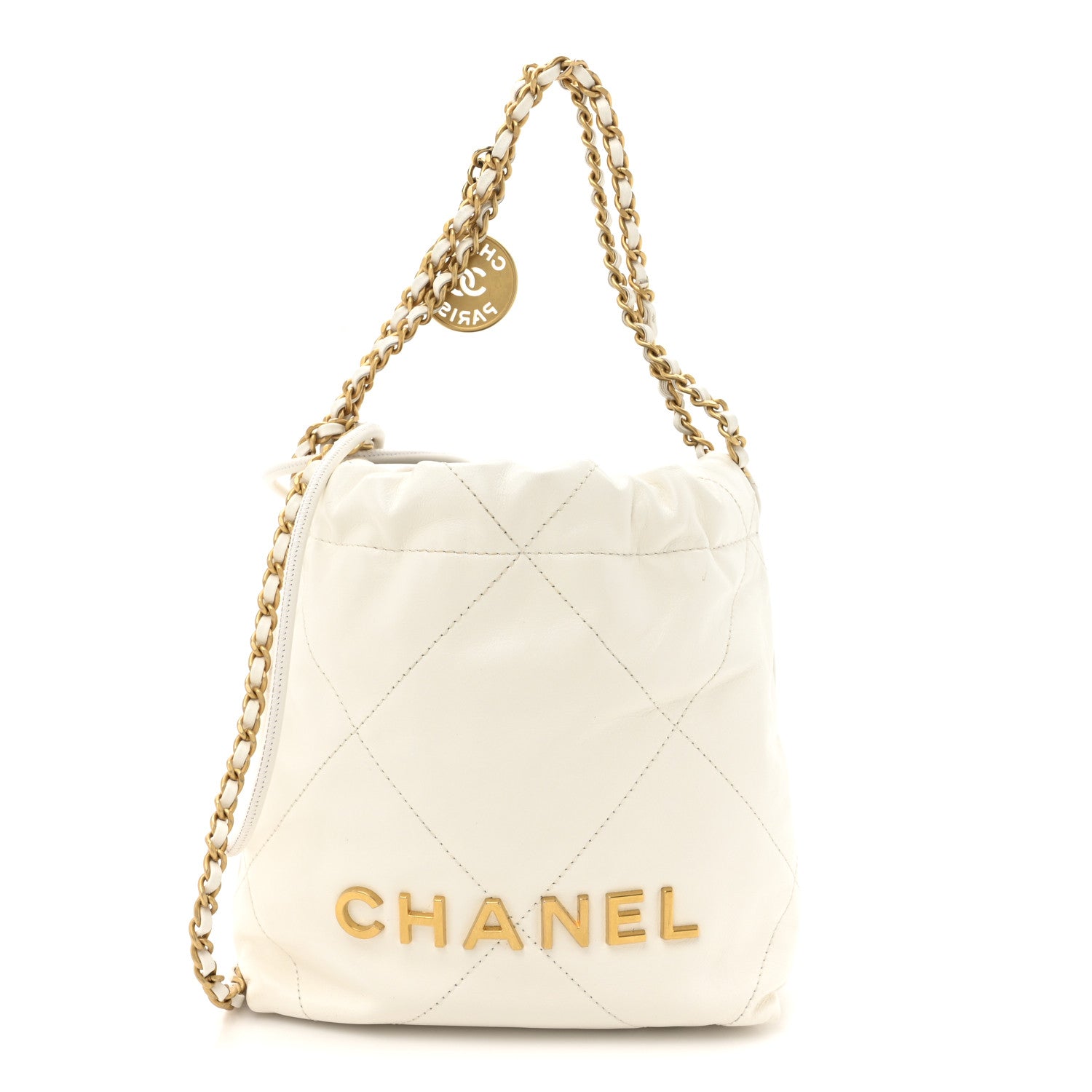 Chanel Shiny Calfskin Quilted Mini Chanel 22 White 1 of 11