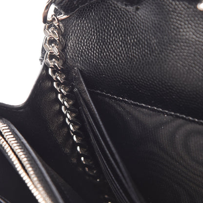 Saint Laurent Grain De Poudre Matelasse Chevron Monogram Chain Wallet Black 7 of 7