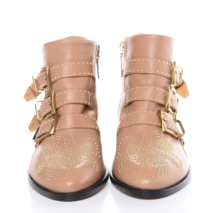 Chloe Nappa Sheepskin Studded Susanna Ankle Boots 37.5 Reef Shell 2 of 9