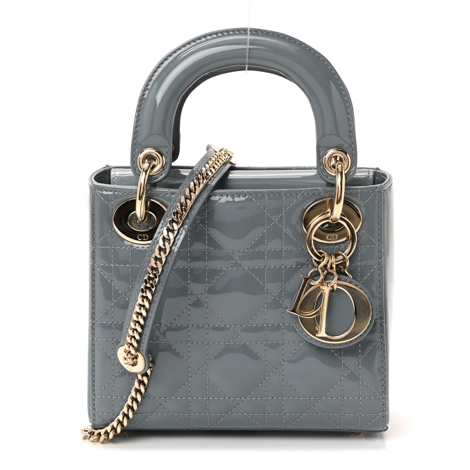 Christian Dior Patent Cannage Mini Lady Dior Light Blue 1 of 9