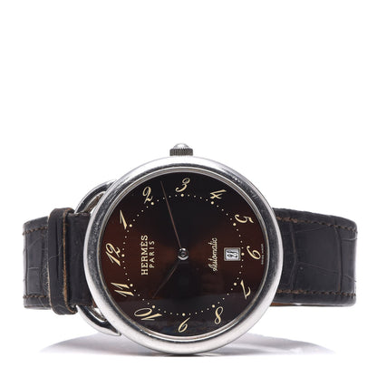Hermes Stainless Steel Alligator 41.5mm Arceau Automatic Watch Havane 3 of 11