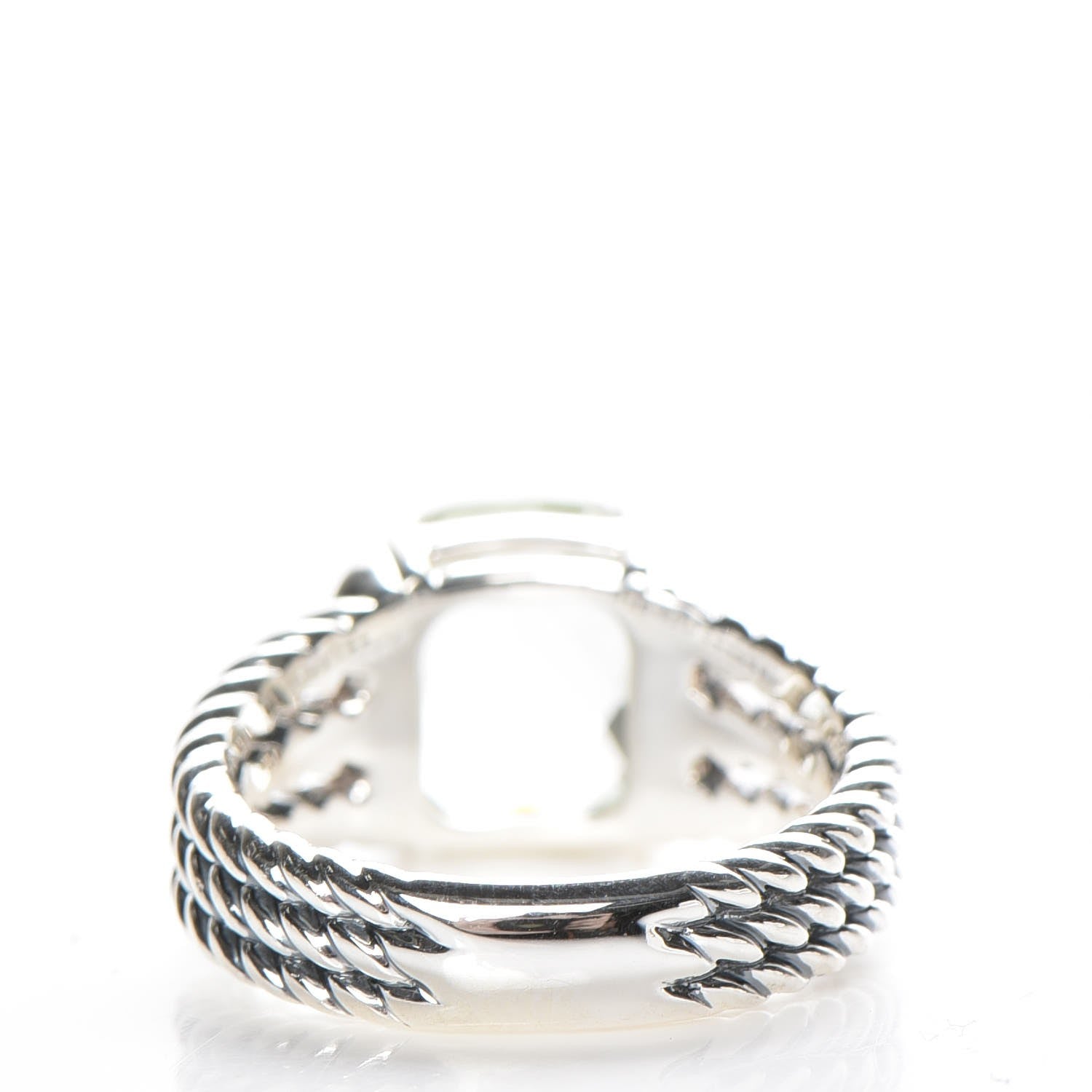 David Yurman Sterling Silver Diamond Prasiolite 10mm Petite Wheaton Ring 53 6.5 4 of 5