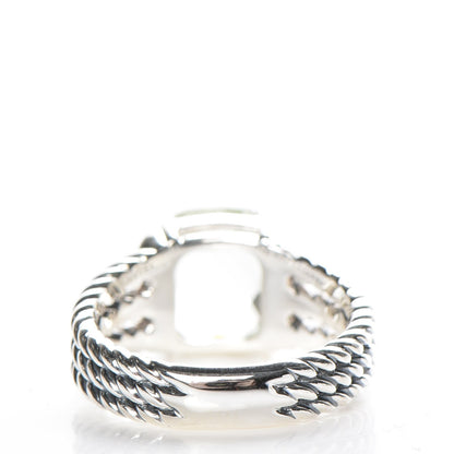 David Yurman Sterling Silver Diamond Prasiolite 10mm Petite Wheaton Ring 53 6.5 4 of 5