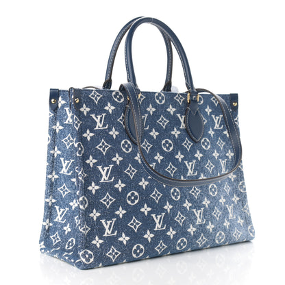 Louis Vuitton Monogram Jacquard Denim Onthego MM Bleu 3 of 9