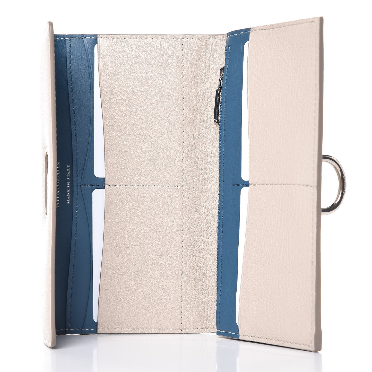 Grainy Calfskin D-Ring Continental Wallet Stone