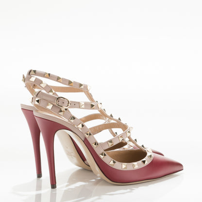 Valentino Garavani Nappa Rockstud Ankle Strap 100mm Pumps 42 Rubino Poudre 4 of 14