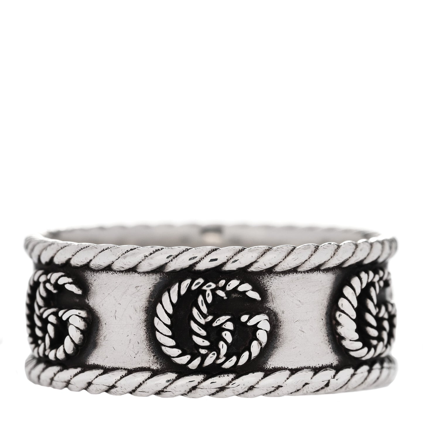 Sterling Silver Torchon GG Marmont Ring 62 10