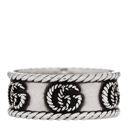 Gucci Sterling Silver Torchon GG Marmont Ring 62 10 1 of 7
