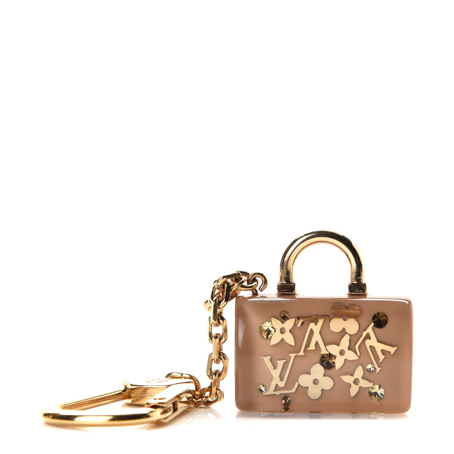 Louis Vuitton Resin Inclusion Speedy Bag Charm Key Chain Beige 1 of 3