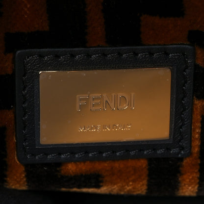Fendi Mink Velvet Vitello Seta Inlaid Medium Peekaboo Iconic Satchel Tobacco Moro Black 6 of 8