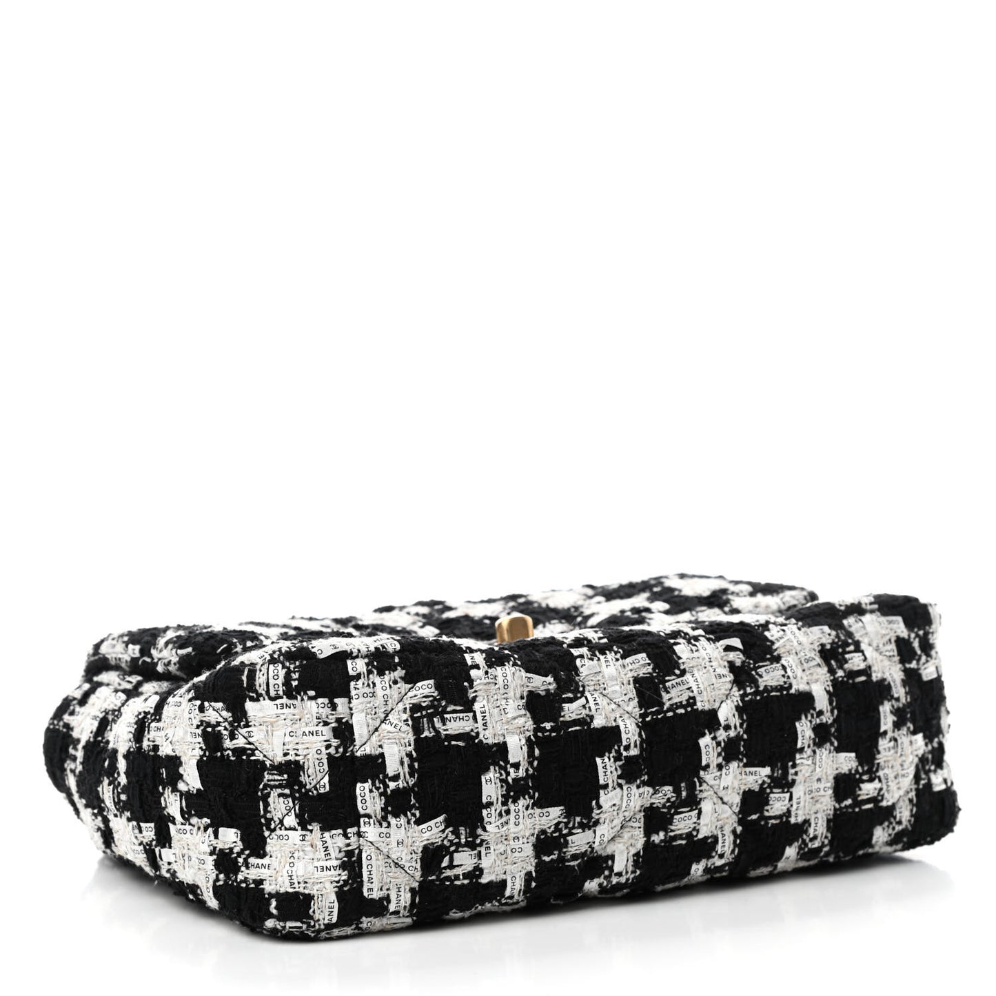 Tweed Quilted Medium Chanel 19 Flap Black Ecru White