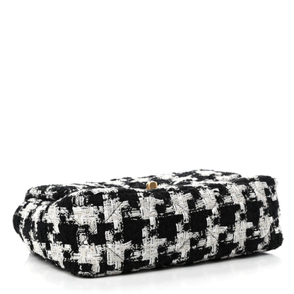 Chanel Tweed Quilted Medium Chanel 19 Flap Black Ecru White 3 of 4