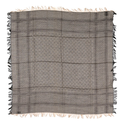 Gucci Wool Silk GG Monogram Diamante Plaid Surviee Shawl Beige Dark Brown 1 of 4