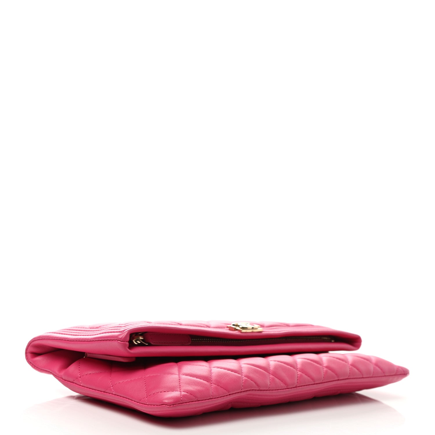 Chanel Lambskin Quilted Beauty CC Boy Clutch Fuchsia 3 of 6