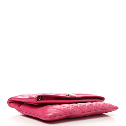 Chanel Lambskin Quilted Beauty CC Boy Clutch Fuchsia 3 of 6
