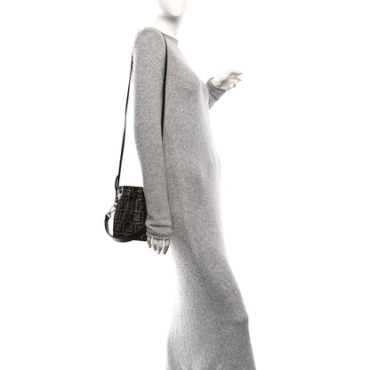 Fendi Vitello Liberty F is Fendi Bi-Color FF 1974 Embossed Mini Mon Tresor Bucket Bag Maya Black 2 of 9