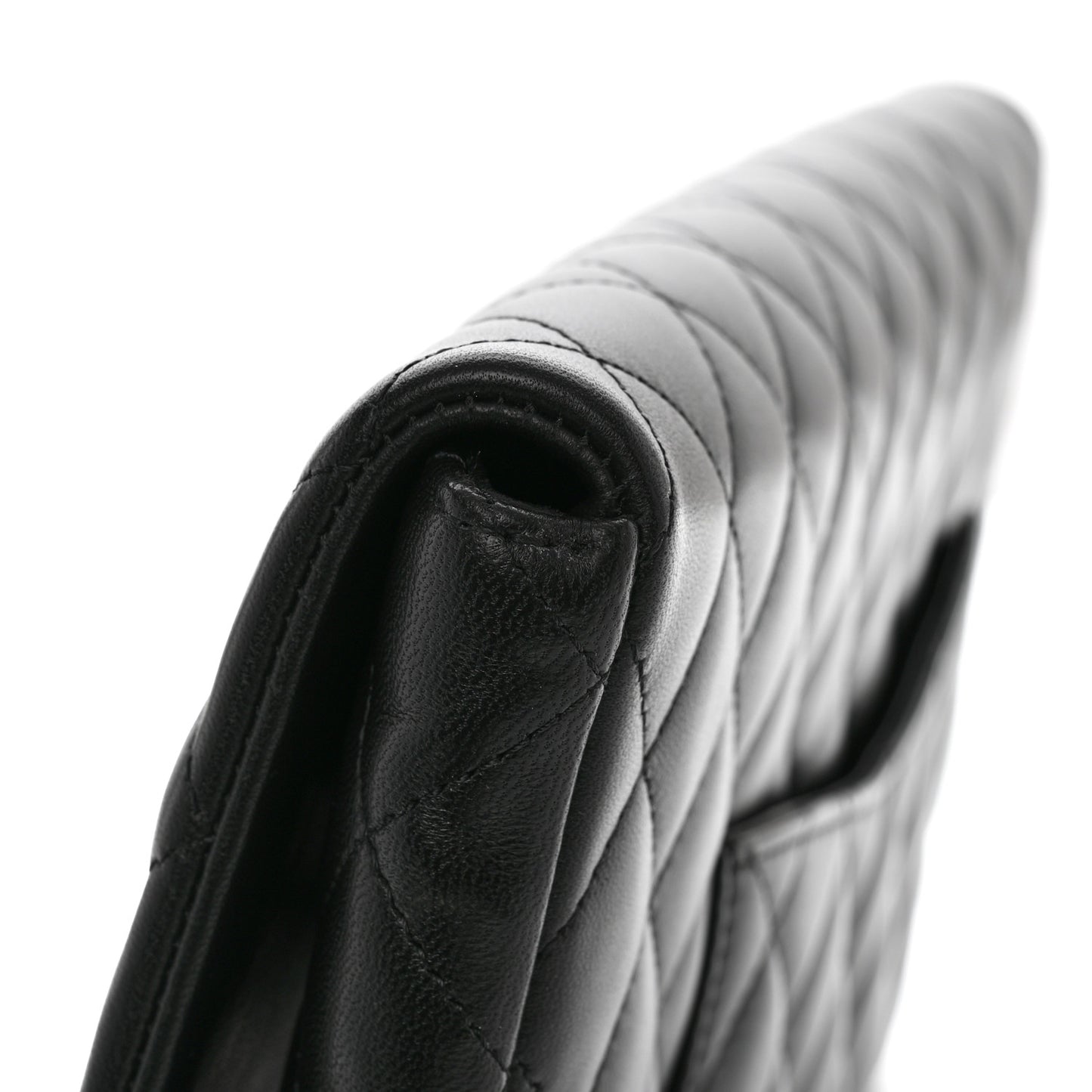 Lambskin Quilted Flap Clutch Black
